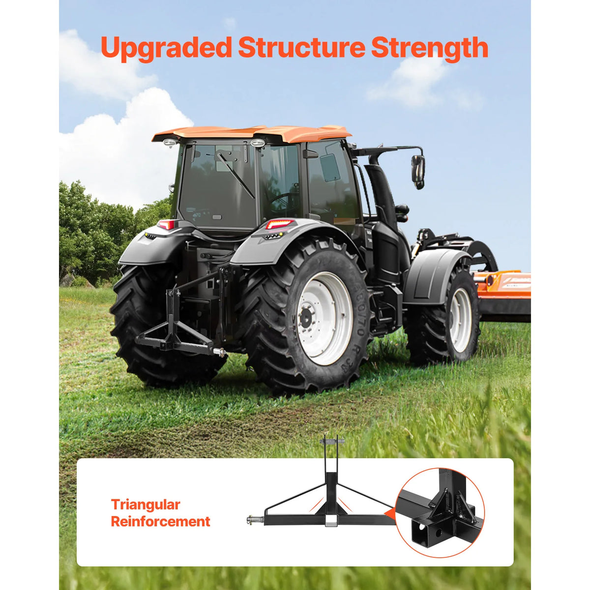 SucceBuy Attelage de remorque à 3 points avec récepteur 2 po 3pt vers 1 Tracteur 3000lbs Compatible avec Kubota Mahindra Ford Yanmar John Deere