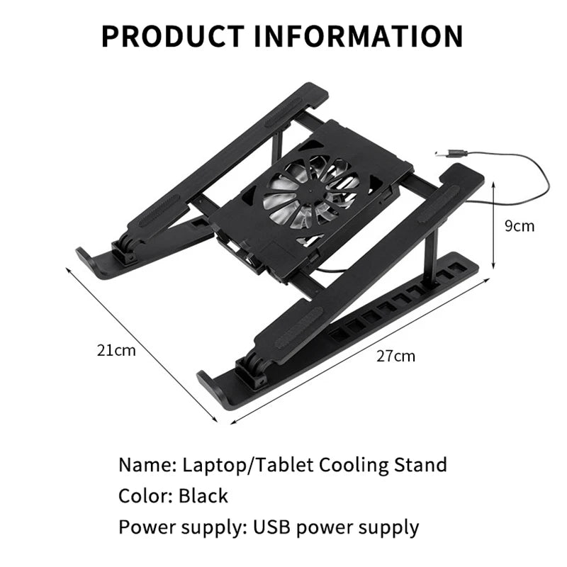 Base Refrigerante para Laptop, Soporte Plegable, Almohadilla de Enfriamiento Portátil para Notebook, Soporte Elevador con 1 Ventilador de Enfriamiento