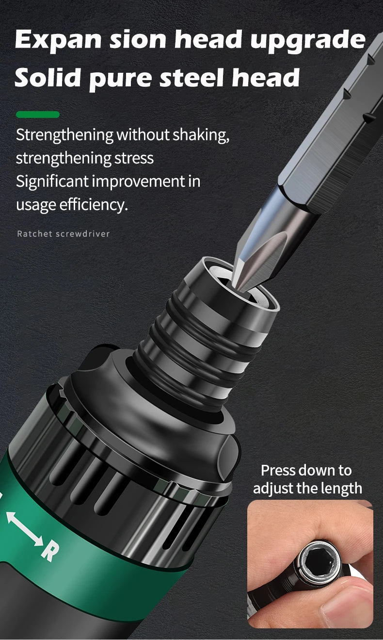 Telescopic T-Handle Ratchet Screwdriver Set