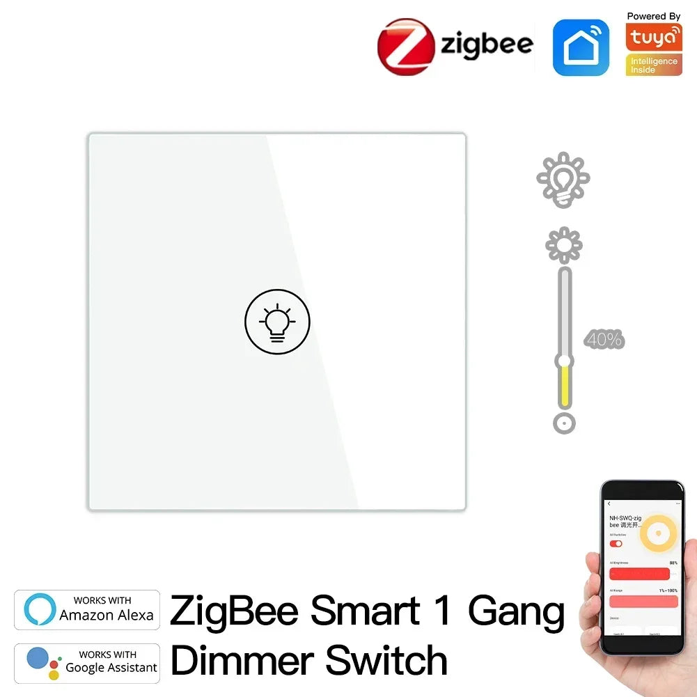 MOES Smart Dimmer Switch ZigBee Tuya, 1/2/3 Gang Control, Alexa Google Home Compatible, APP Remote Dimming