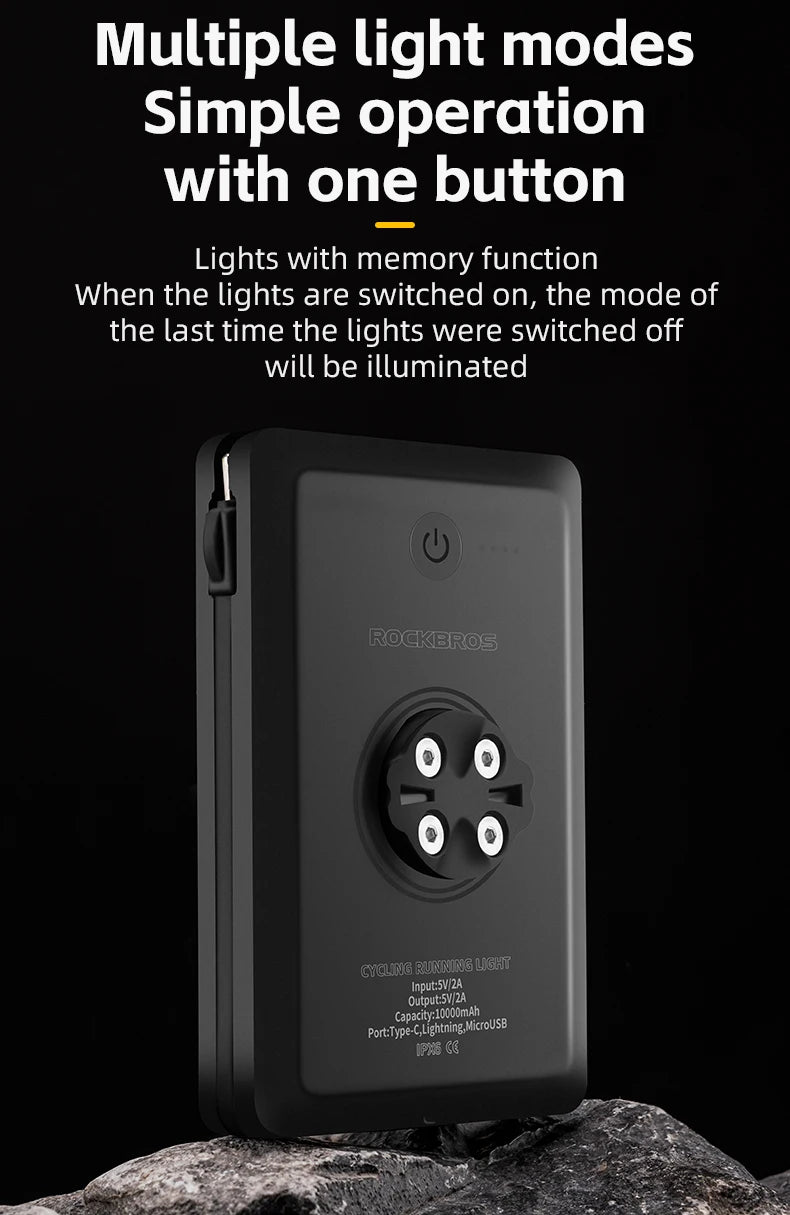 Bicycle Front Light RL-S2, IPX6 Waterproof 10000mAh