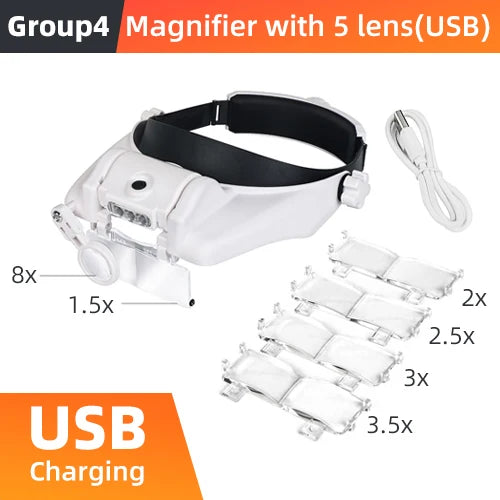 Lupas de cabeza LED - Opciones con batería o USB
