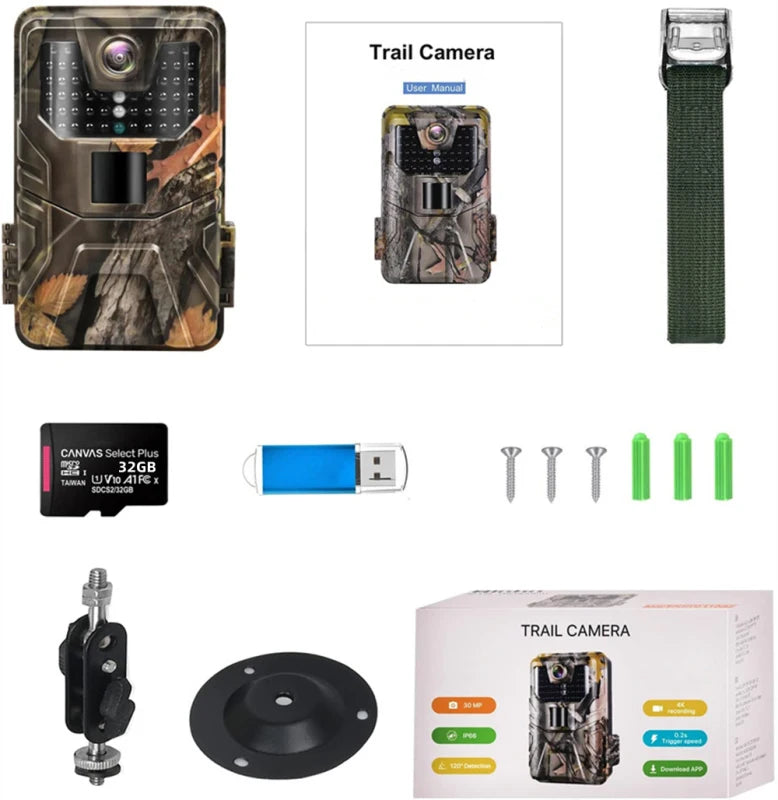 36MP 2K Trail Camera with 120° Detection and No Glow Night Vision