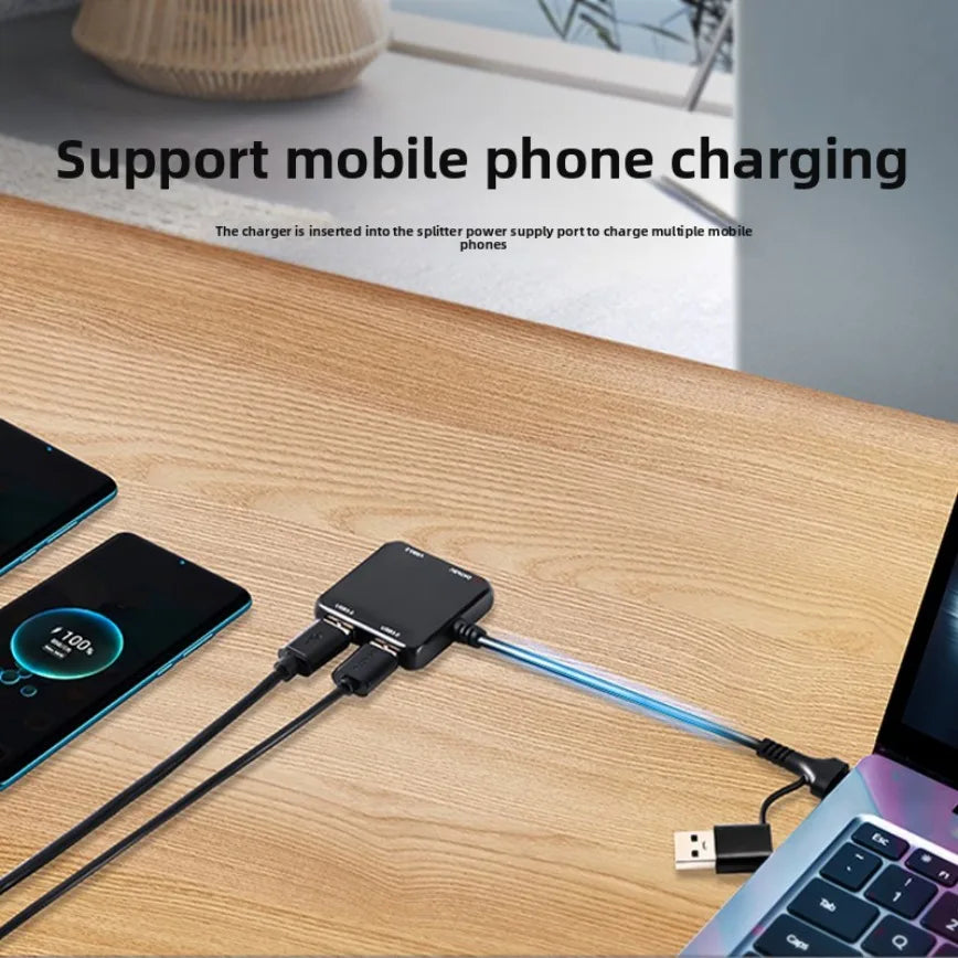 USB-Hub mit vier Anschlüssen, verschiedene USB-A-/USB-C-Optionen