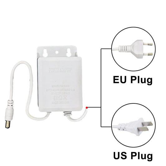 Power Adapter US/EU Outdoor Waterproof AC 100-240V Input DC 12V Volt Output Supply Charger Europe Universal Adapter Converter 