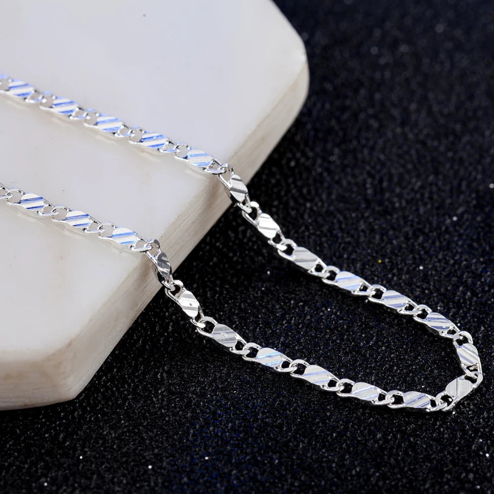 New LuxurySilver Color Special 2MM Flat Clavicle Chains Necklaces for Men Women Wedding Jewelry Christmas Gifts 40-75cm 
