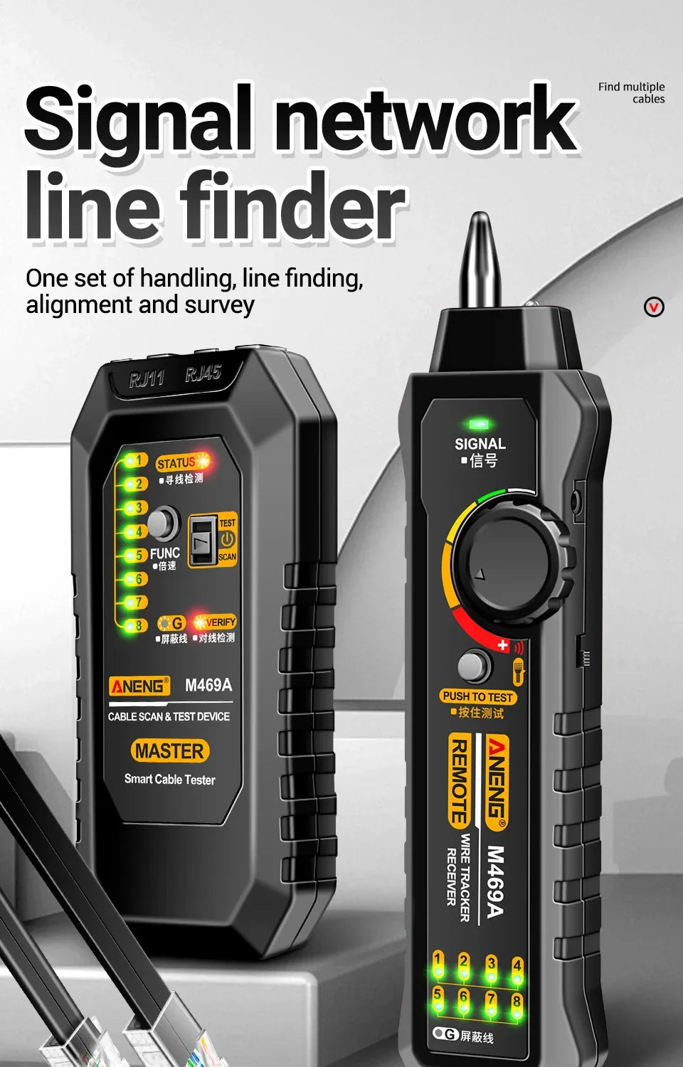 M469A RJ45/RJ11 Cable Tester and Tracer
