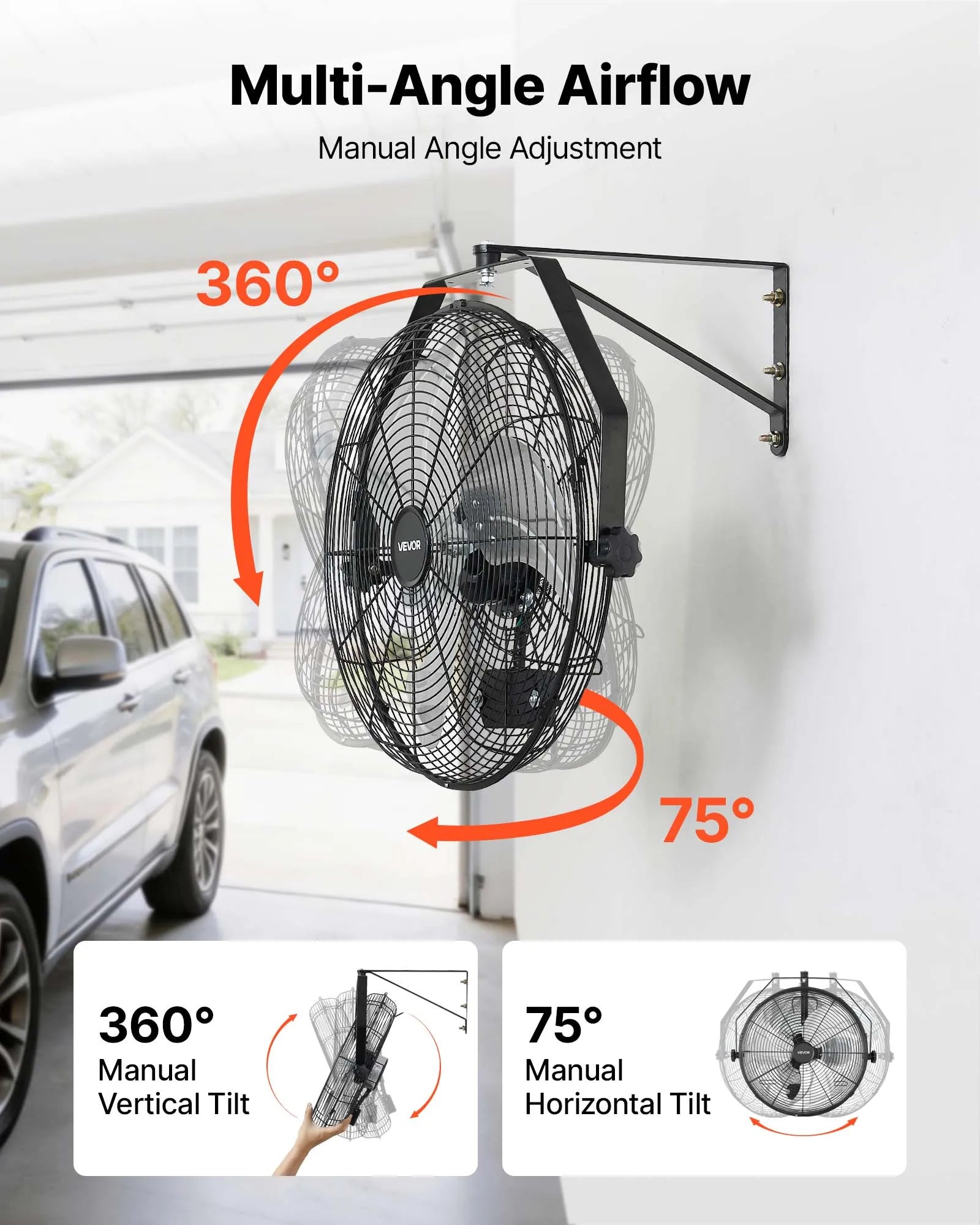 Ventilator industrial montat pe perete 18/20" cu flux de aer pe distanțe lungi