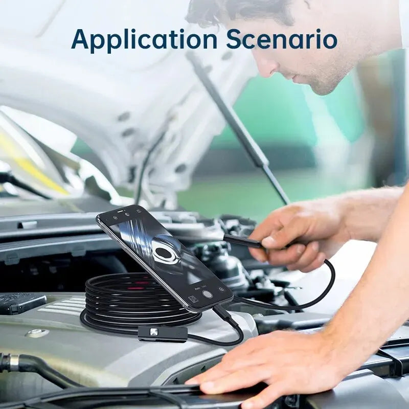 7.0MM TYPE-C Endoscope Camera IP67 Waterproof 6 LEDs Adjustable USB Android Flexible Inspection Borescope Cameras for Phone PC 