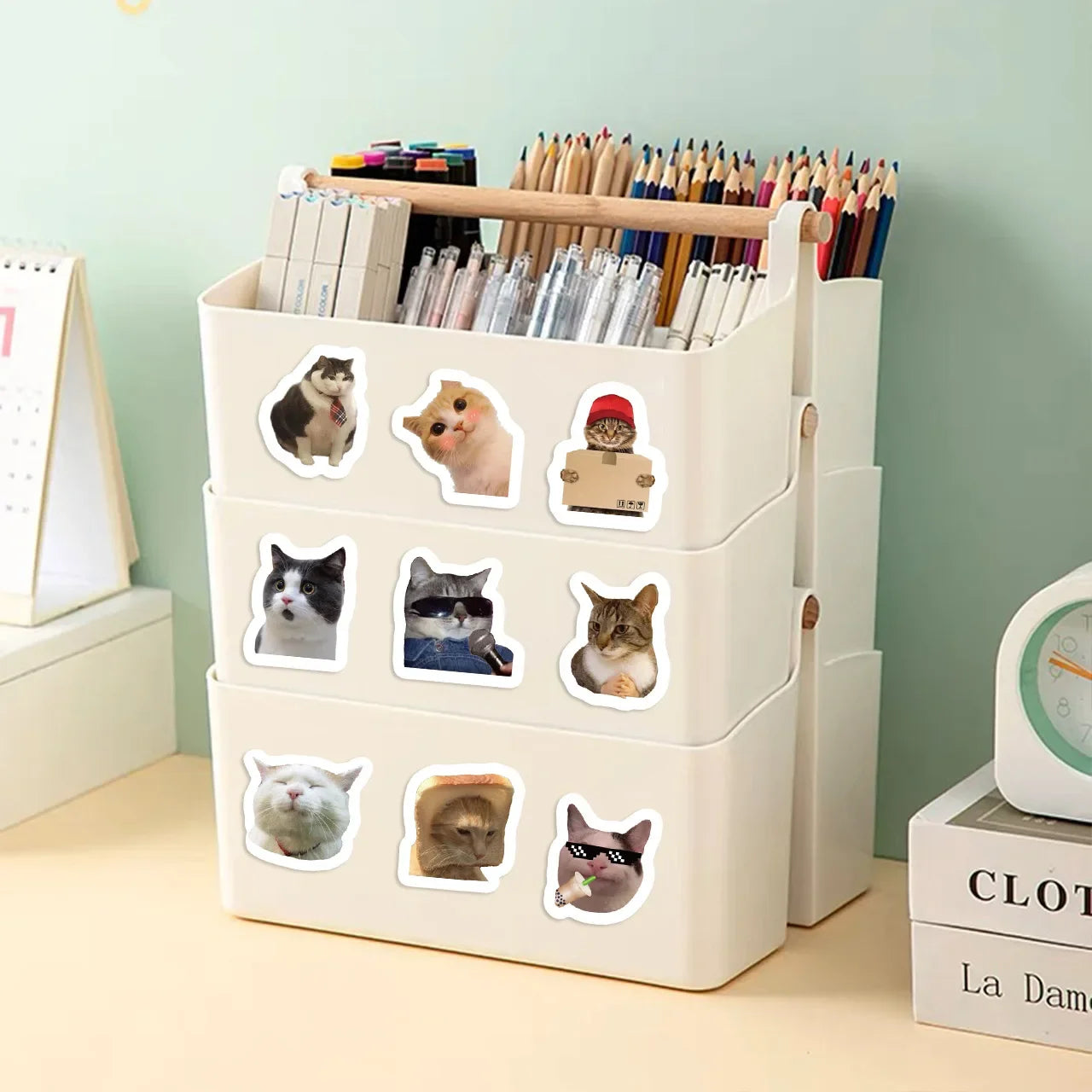 500PCs/Roll Cartoon Cat Stickers School Reward Stickers Classroom Decoration Encouragement Sticker for Student Teacher Gift 