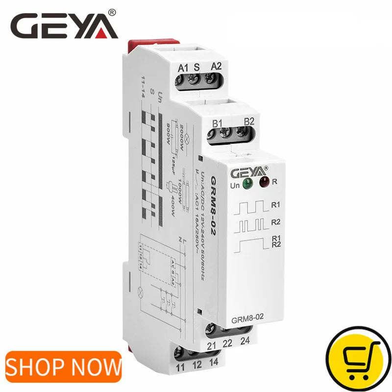 GRM8 DIN-Rail Latching Relay, Contact/Voltage Options