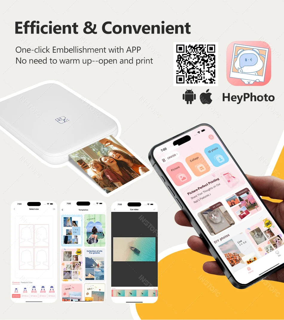 MT53 Color Photo Portable Printer Mobile Phone Mini Handheld Pocket Wifi Bluetooth Printing Machine 2x3 inch Sticky-Backed Paper 