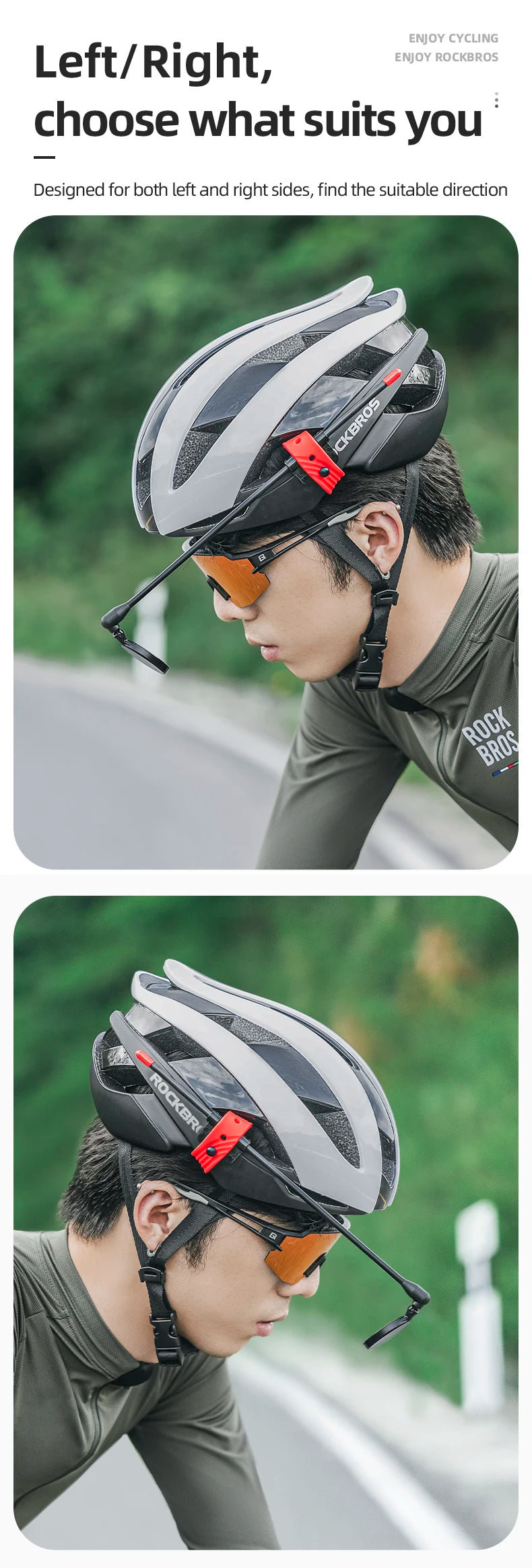 Bicycle Helmet Rearview Mirror with 360° Adjustable Viewing Angle