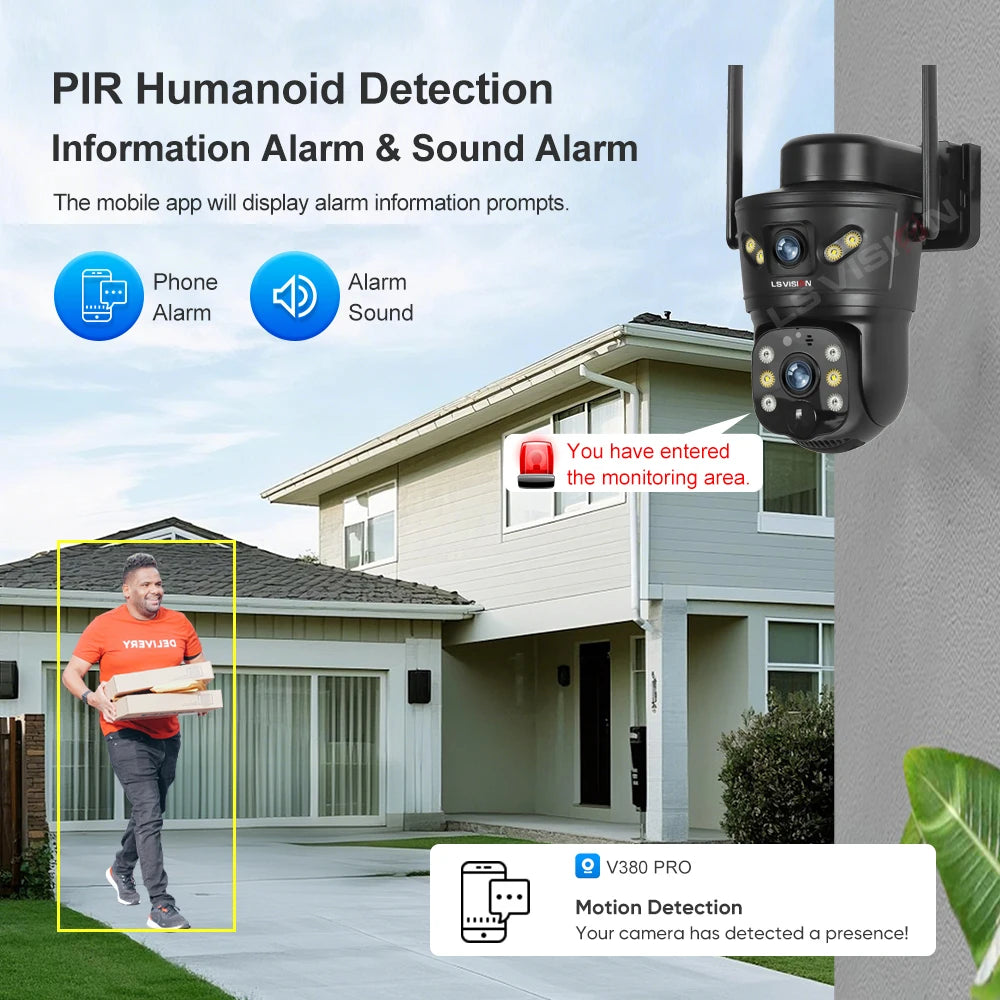 Solar Security Camera 8MP Dual Lens 4G/WiFi PTZ with Night Vision