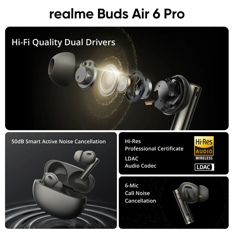 realme Buds Air 6 Pro vezeték nélküli fülhallgató aktív zajszűréssel
