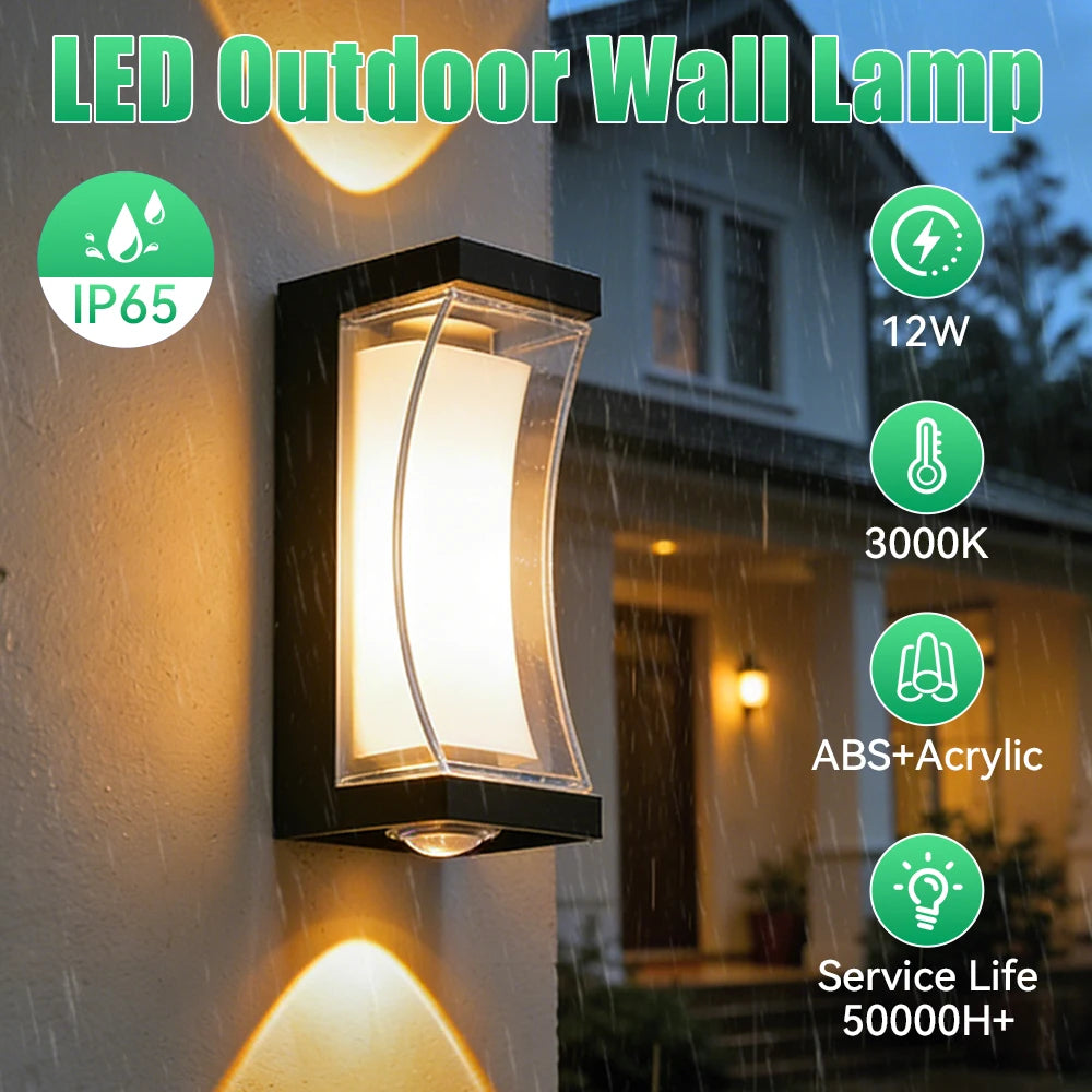 12W LED Outdoor Wall Light, IP65, Three Shade Shapes