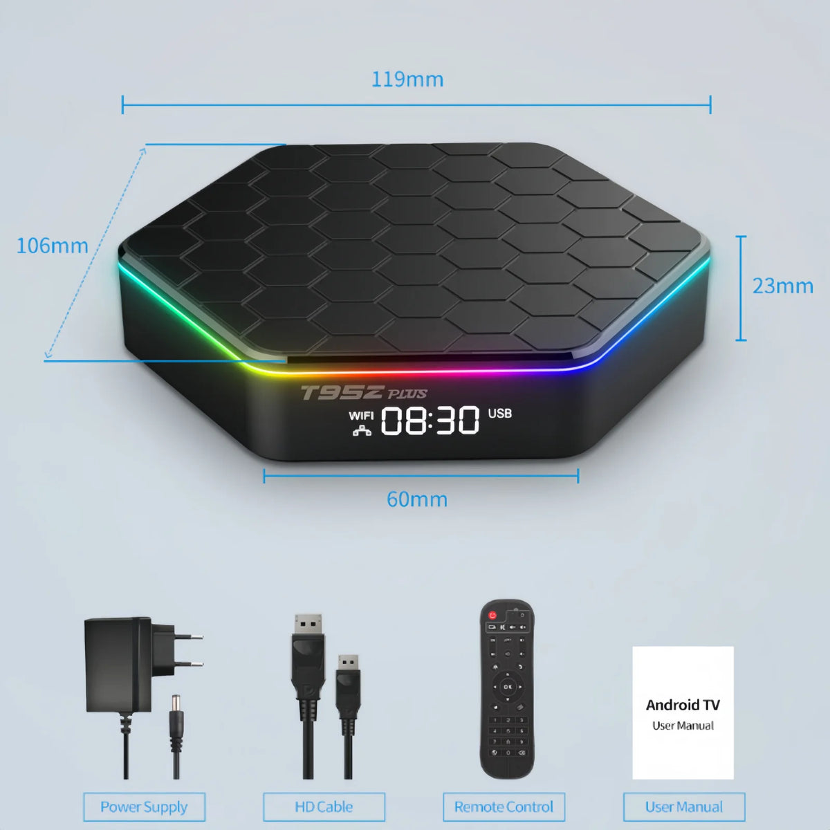 4K Android 12 TV Box WiFi 6 & Dual Band Connectivity Quad-Core Media Player RGB Multi-Screen Smart Home