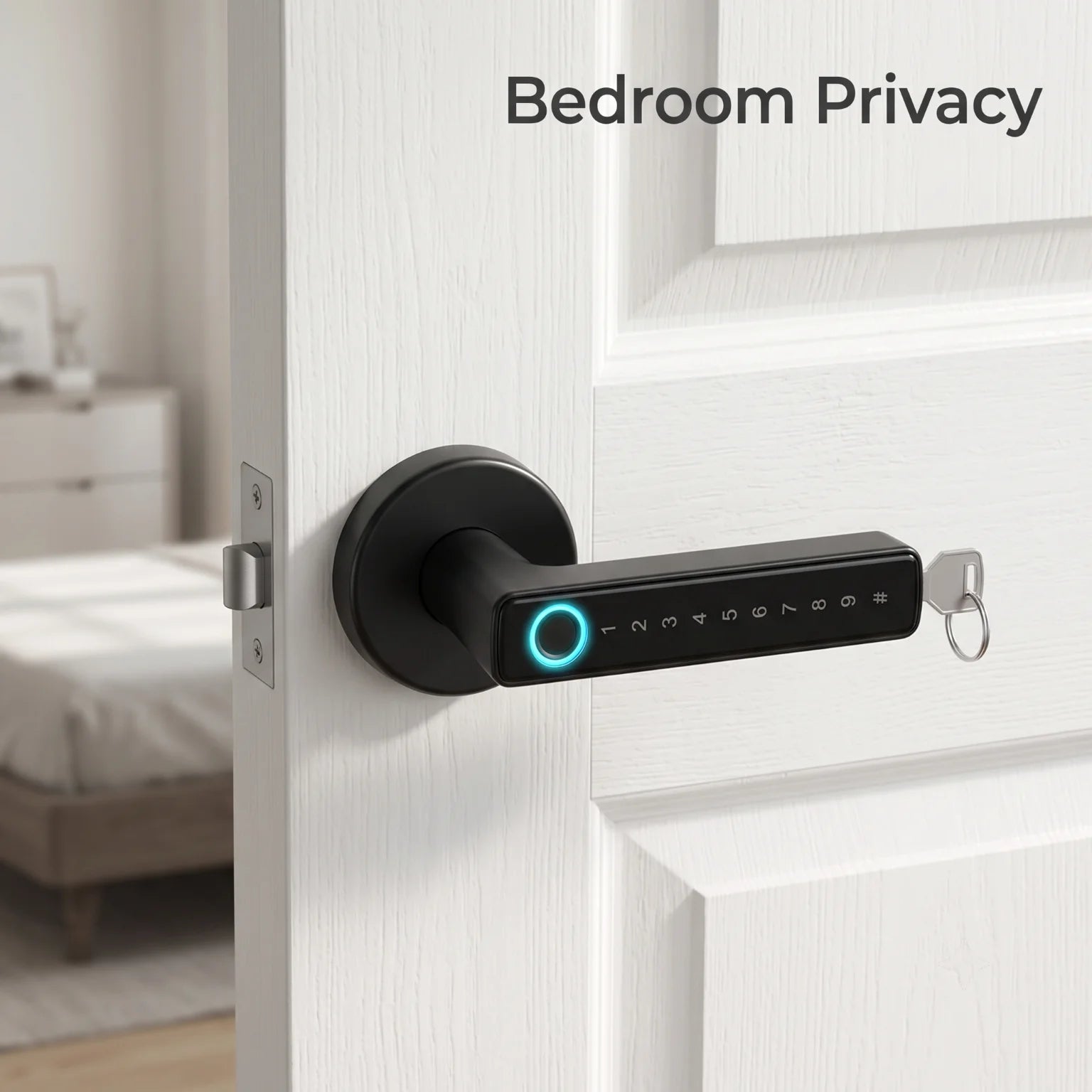Smart Fingerprint Lever Lock with Password, IC Card and Key