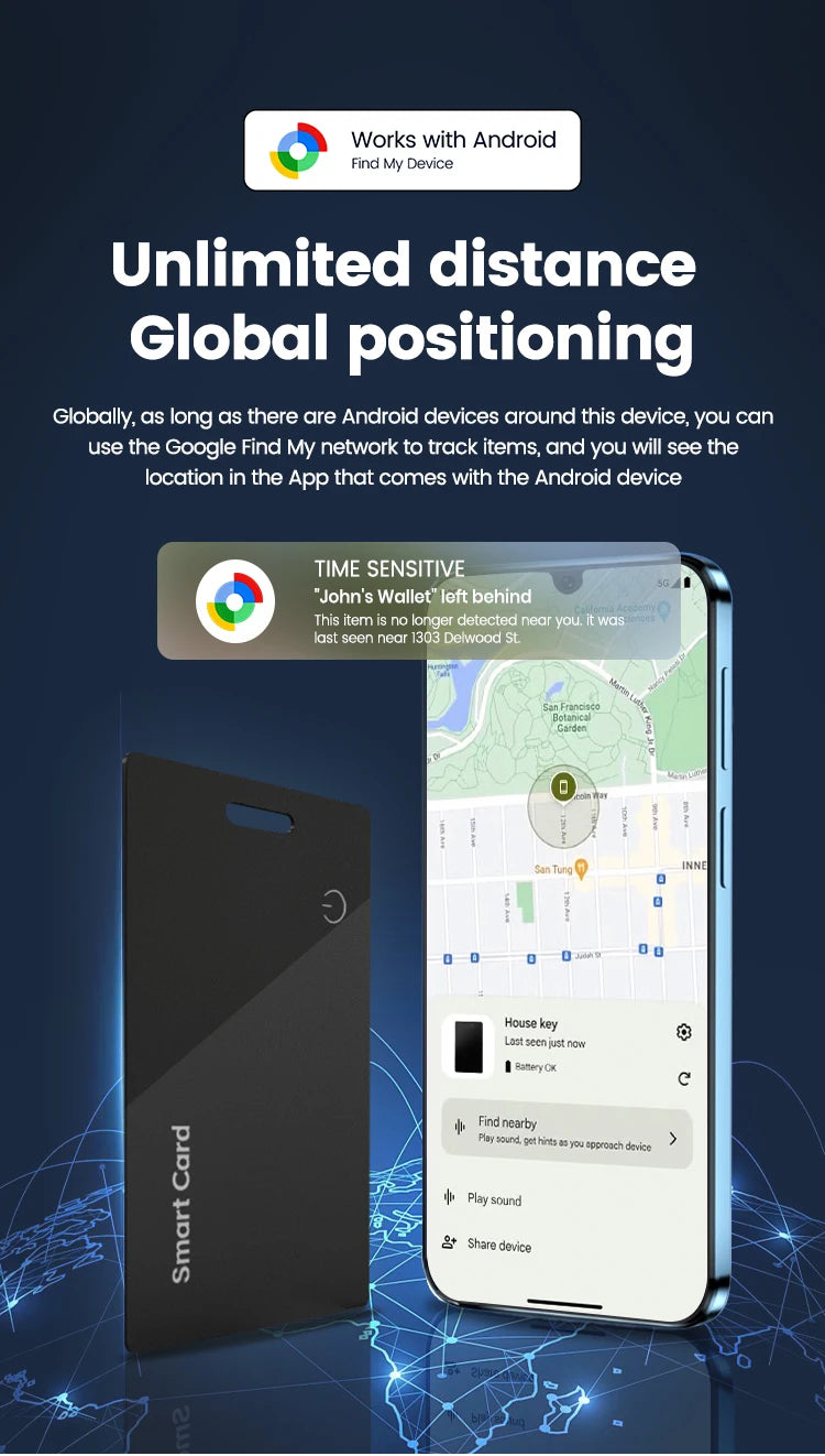 Găsește-ți portofelul cu GPS, Card tracker pentru Android - Ultra-subțire, etichetă inteligentă Bluetooth, reîncărcabilă, pentru portofel și bagaje, anti