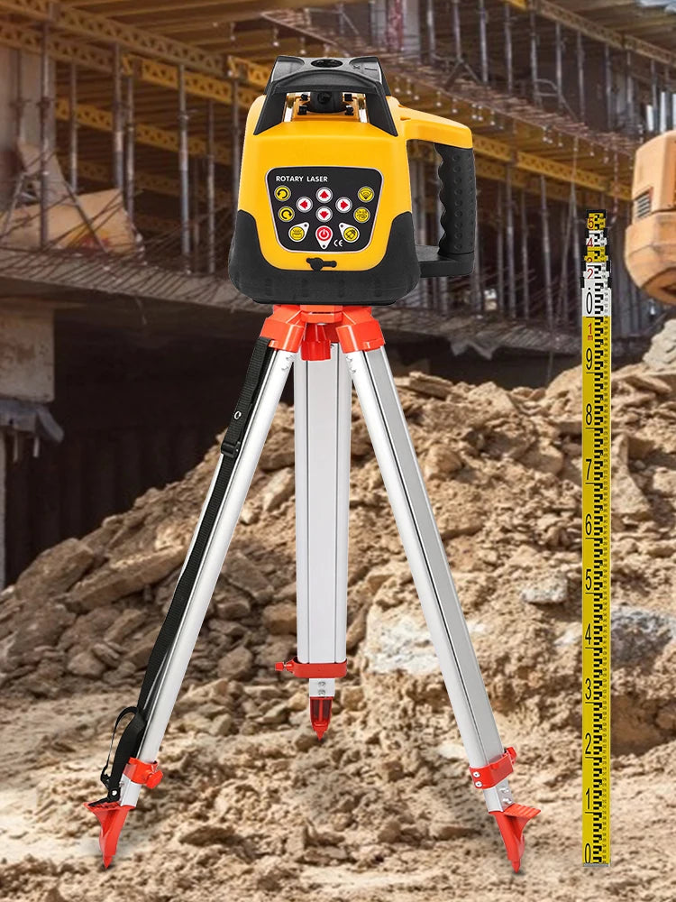 Rotary Laser Level Kit with Tripod and Staff