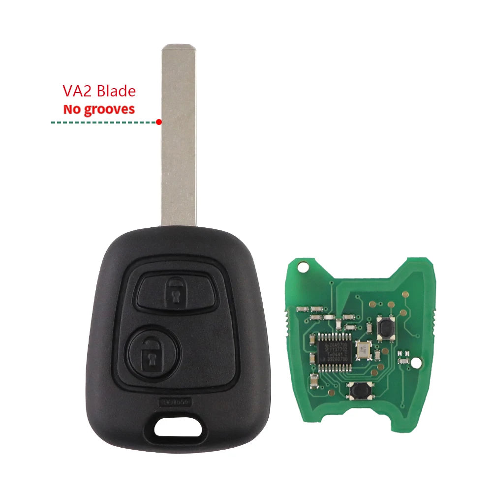 Per Toyota AYGO, Citroën C1 C2 C3, Peugeot 307 107 207 407 chiave auto remota HU83/VA2 lama, 2 pulsanti, senza logo, chip PCF7961