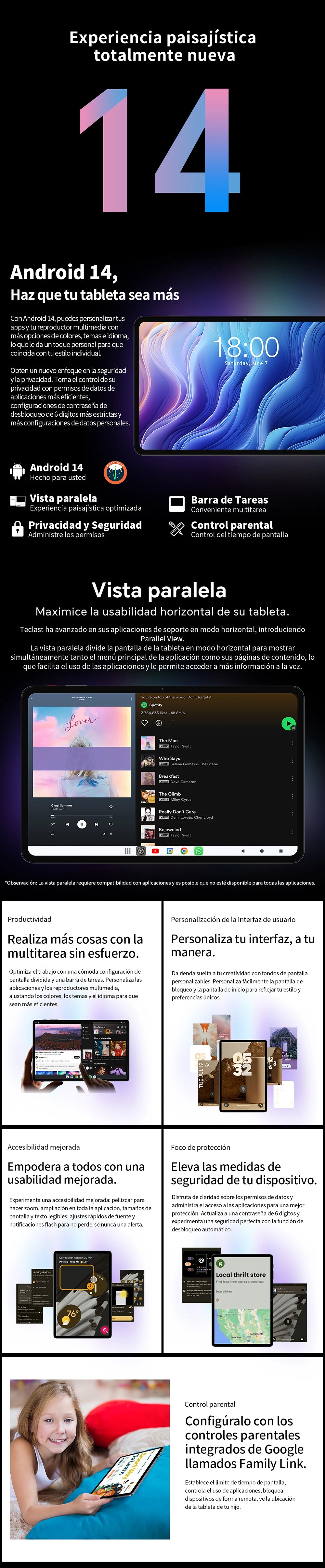 Teclast T60 12" Tablet Οθόνη 2K Android 14 T620 8-πύρηνος Μέγιστη 20GB RAM 256GB ROM 4G LTE τύπος C 8000mAh Γρήγορη Φόρτιση Widevine L1