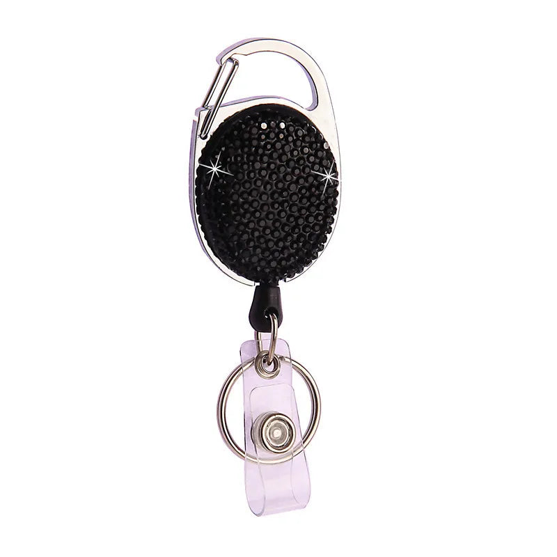 Retractable Crystal ID Badge Reel Keychain