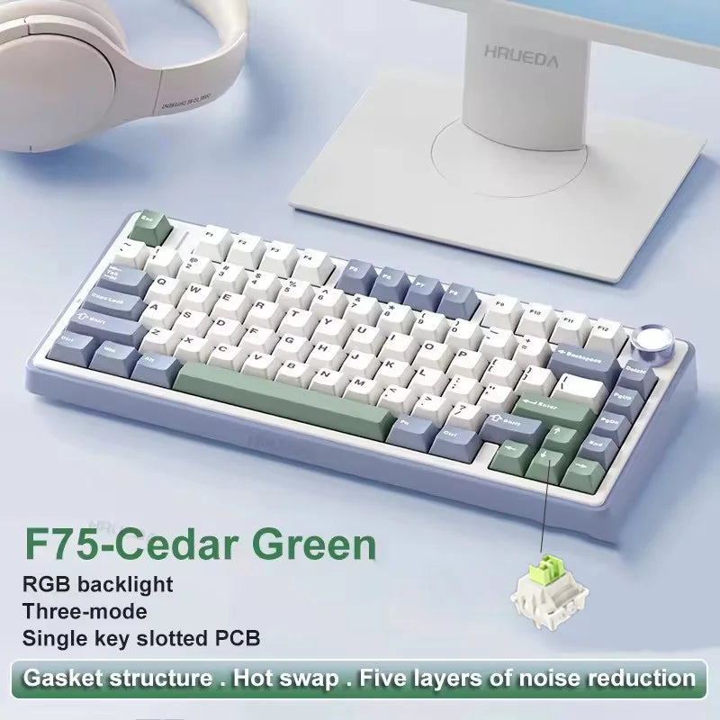 AULA F75 Wireless Mechanical Keyboard RGB 75% Hot Swap 78-Key