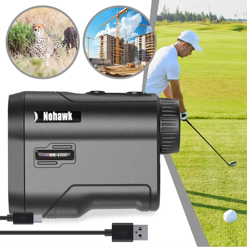 NOHAWK Golf Laser Rangefinder USB Rechargeable with Slope Compensation For Golfer Range Finder Hunting Monocular 