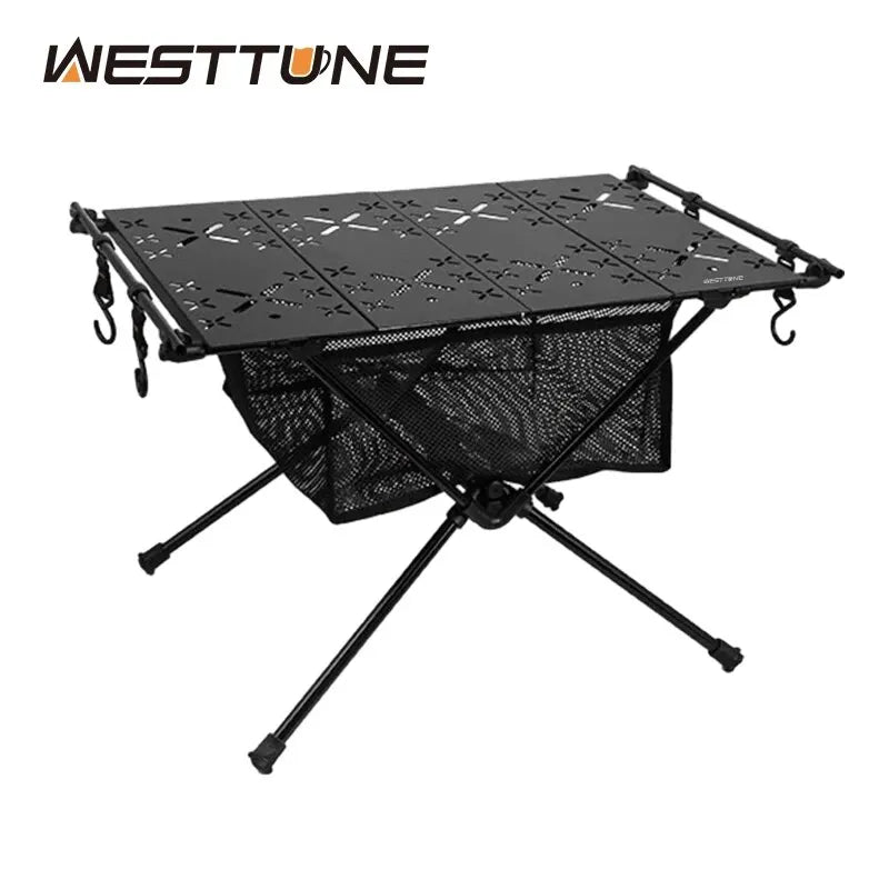 WESTTUNE Camping Folding Table Portable Aluminum Alloy Lightweight Table with Accessories Multifunctional Outdoor Table 
