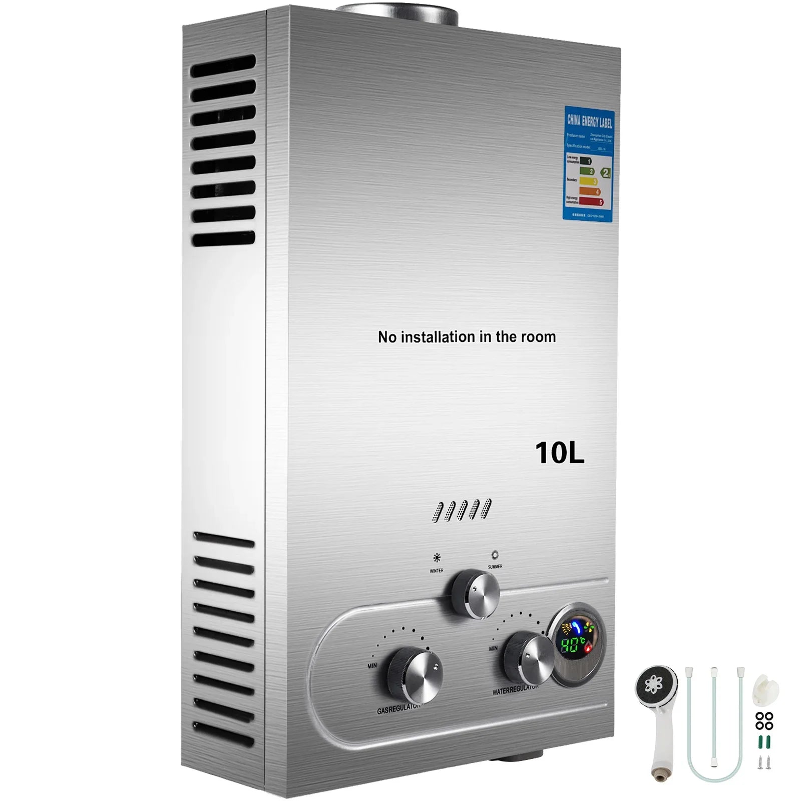 Calentador de agua sin tanque a gas LPG con pantalla LED – opciones de 6L a 18L