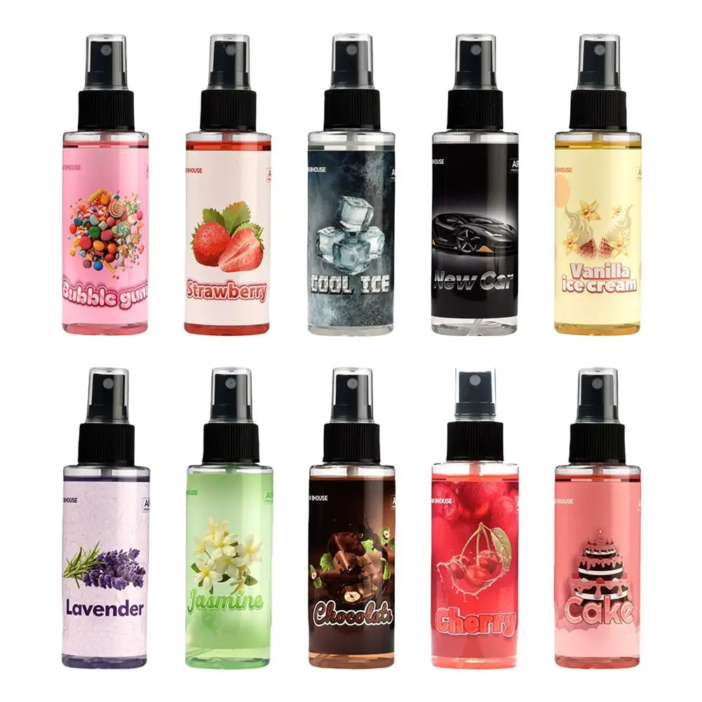 Perfume de ambiente montado en coche pulverizador fragancia de coche aerosol perfume desodorante para aromaterapia automotriz