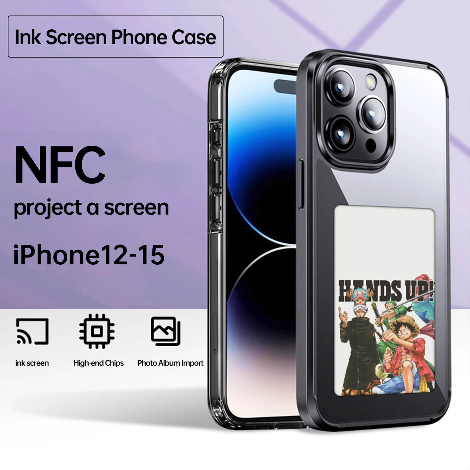 E-lnk NFC 3.7 Inches Screen Display Mob For IPhone 13 14 15 16 Wireless Transmission Screen Projection Phone Case 