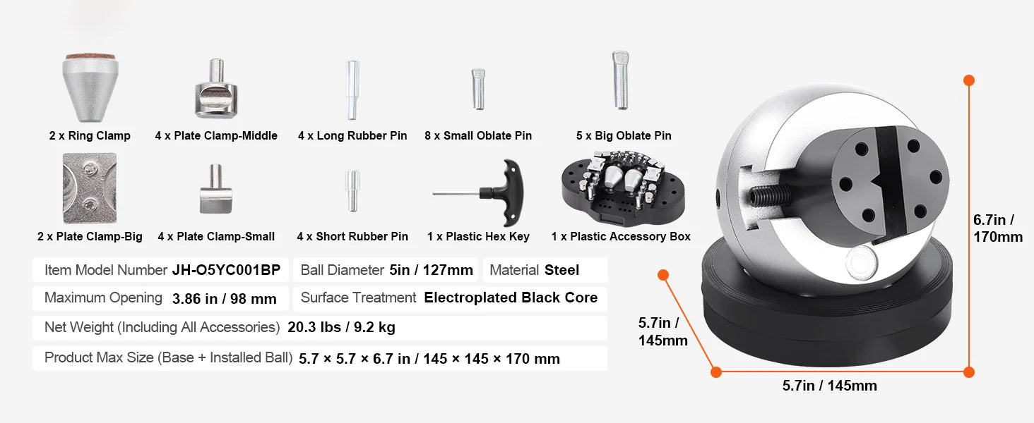 10kg Engraving Ball Vise with 34 Attachments for Jewelry Setting