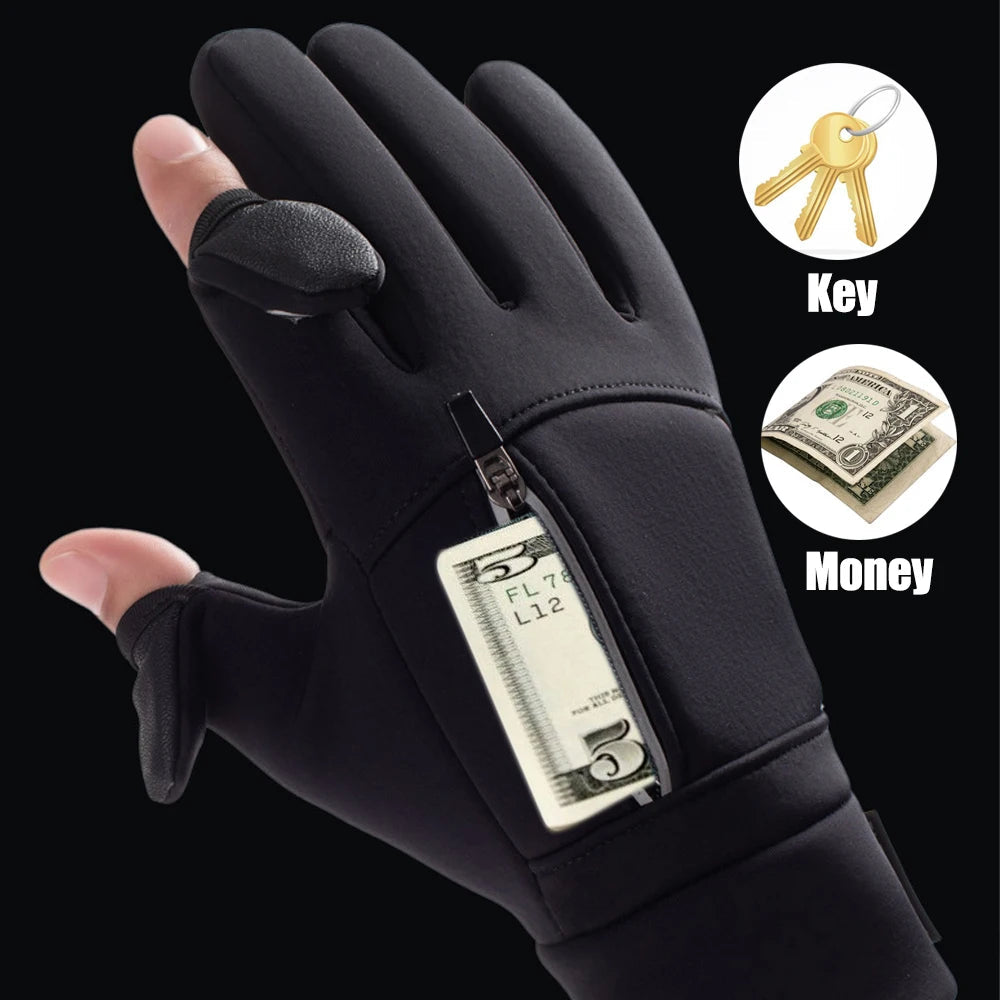 Winter Warm Touch Screen Gloves Outdoor Windproof Waterproof Cold-proof Gloves Men Driving Cycling Fishing Ski Gloves 