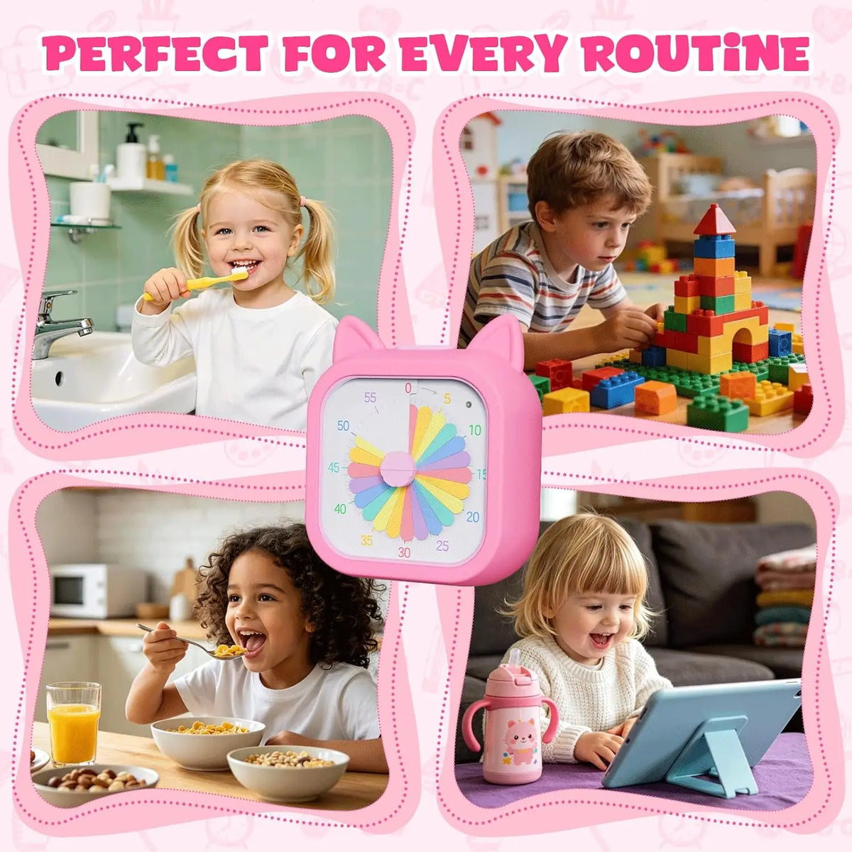 Visual Timer for Kids, 60-Minute Countdown Dial, Pink or Green