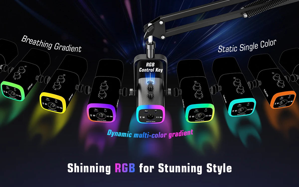 FIFINE AM8T Gaming Microphone Kit with USB/XLR and Boom Arm