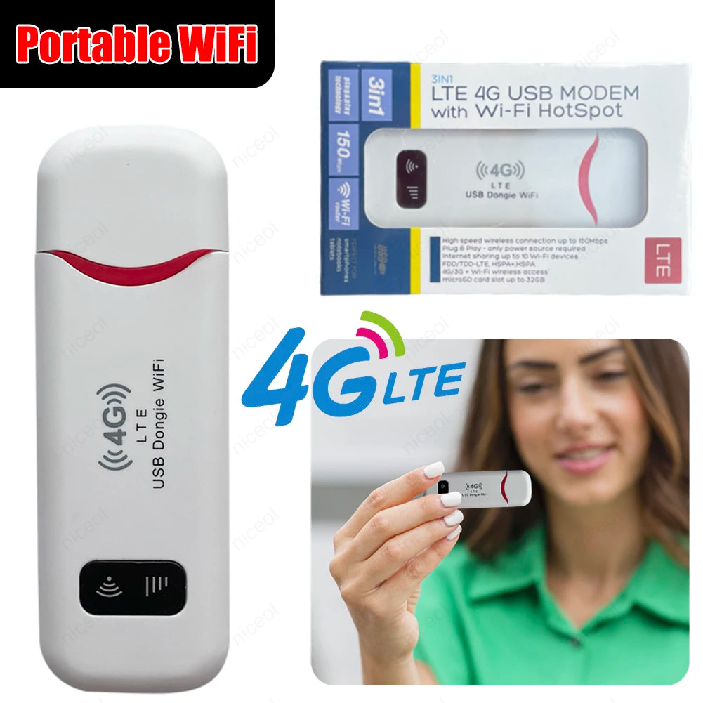 Portable WiFi USB Modem Stick 4G LTE WiFi Router 150Mbps SIM Card Slot WiFi Dongle 4G Card Router for Laptops UMPC MID Devices Spy-shop.com