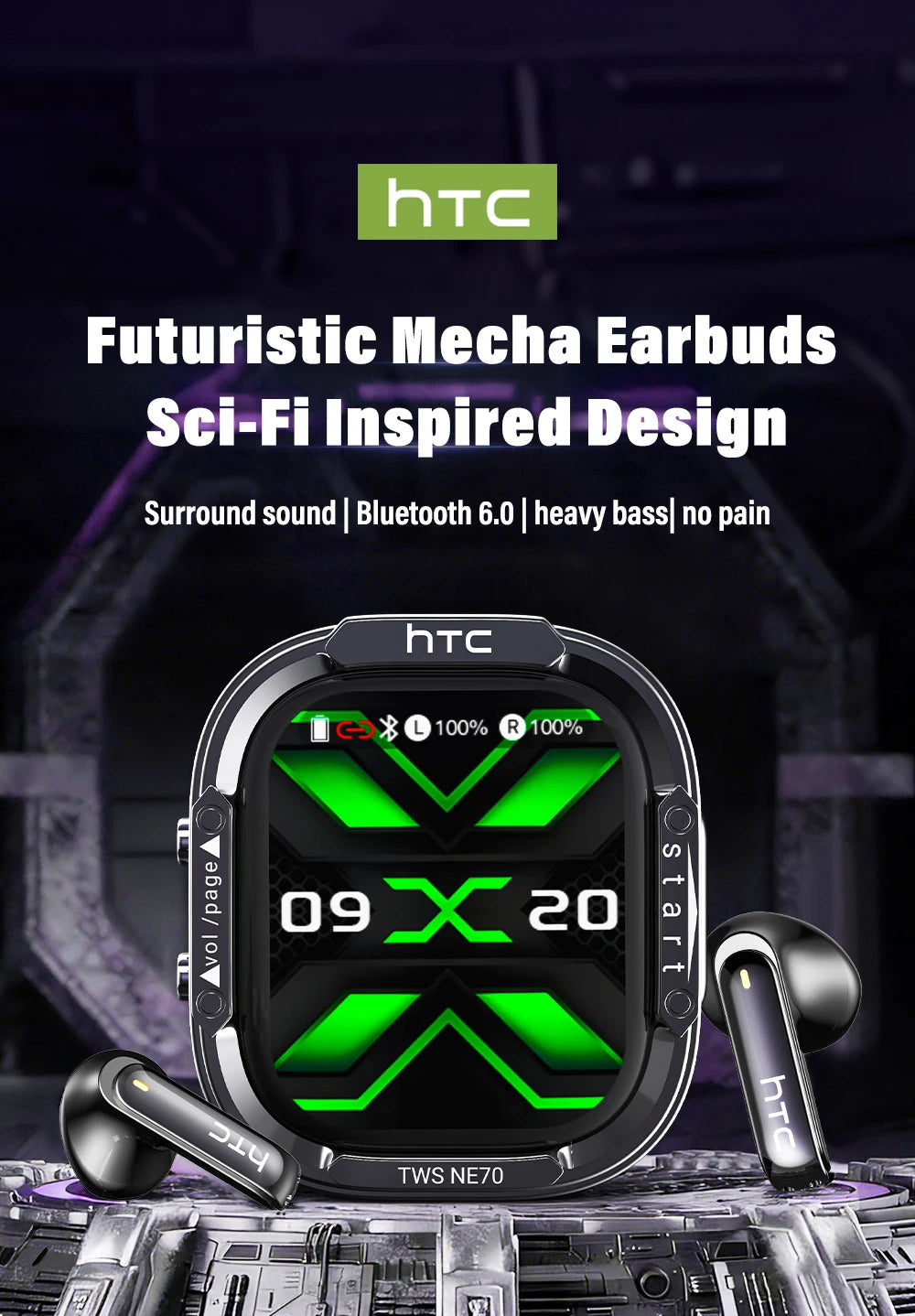Wireless Bluetooth Earbuds with AI Translator and LCD Display