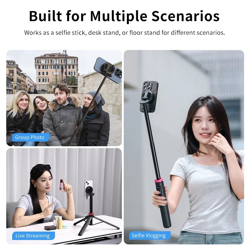 Ulanzi MT-84 1.53M Magsafe Selfie Stick Tripod Stand Bluetooth Remote Phone Extension Tripod for IPhone 16 15 LiveStreaming Vlog 