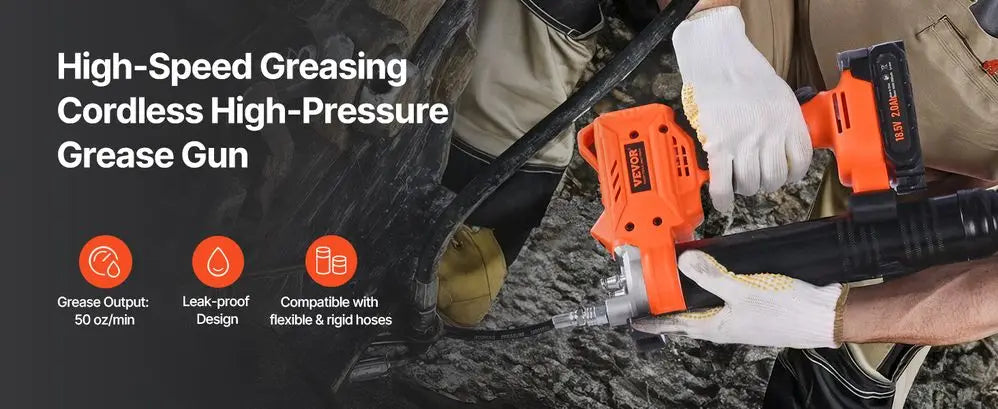 Battery Powered Grease Gun 8000 PSI Cordless 20V Operation