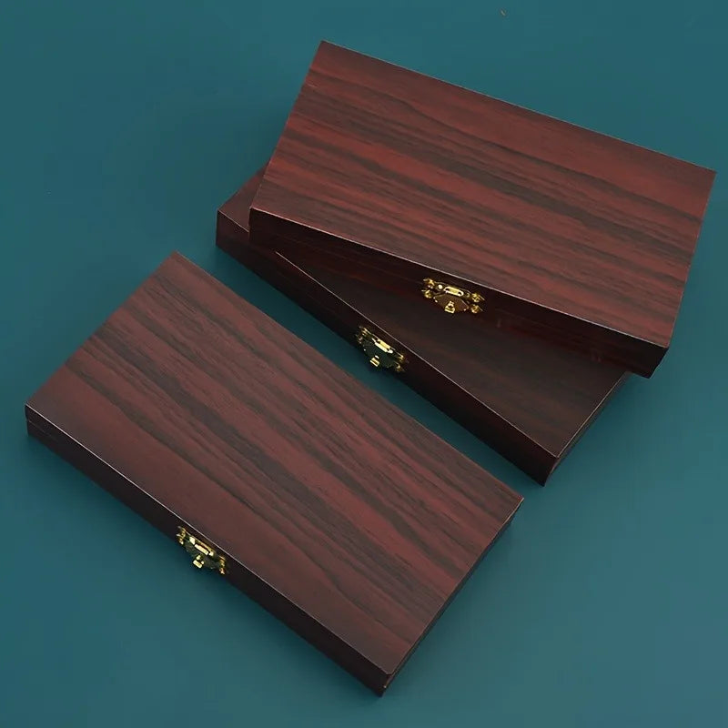 Rectangular Wood Storage Boxes with Golden Metal Latch