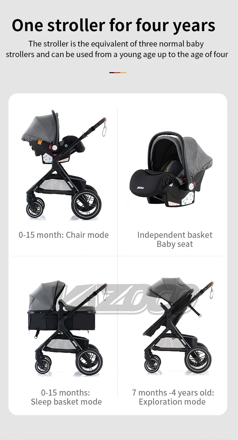 3‑in‑1 Multifunction Baby Stroller with Car Seat