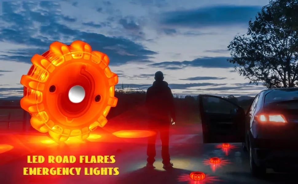 3 Pack LED Road Flares Rechargeable Emergency Warning Lights