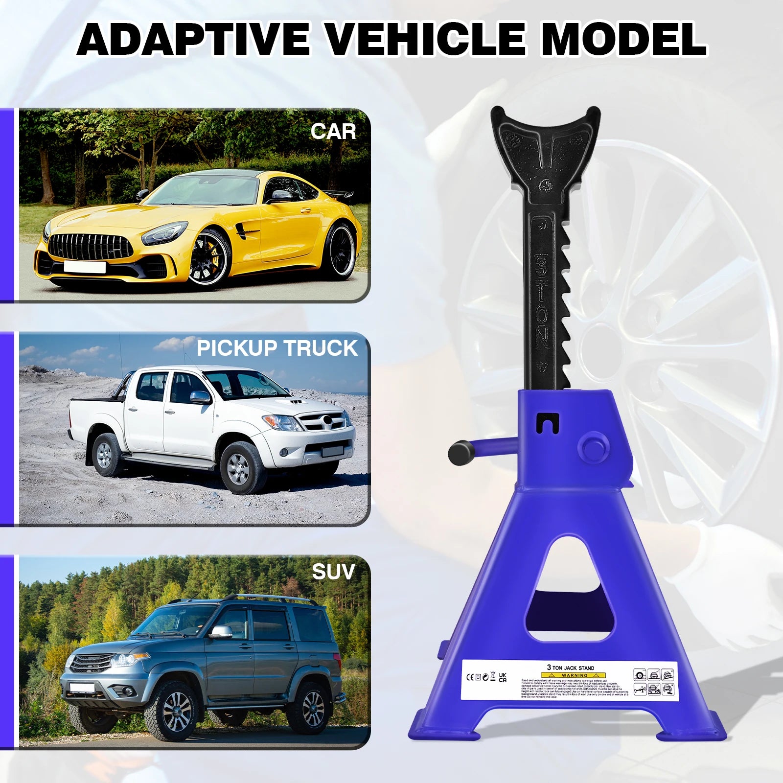 Paire de chandelles DayPlus robustes de 3 tonnes pour voitures et fourgonnettes