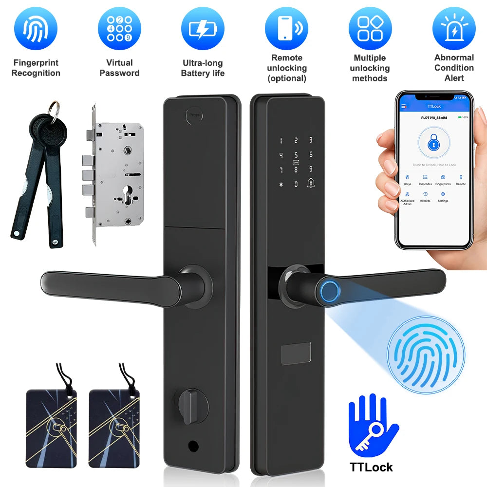 Smart Door Lock with Fingerprint, Password, Card and Remote Access