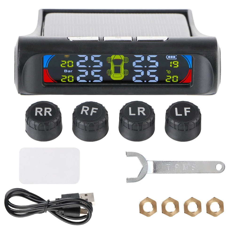 Solar TPMS Tire Pressure Monitoring System with External Sensors