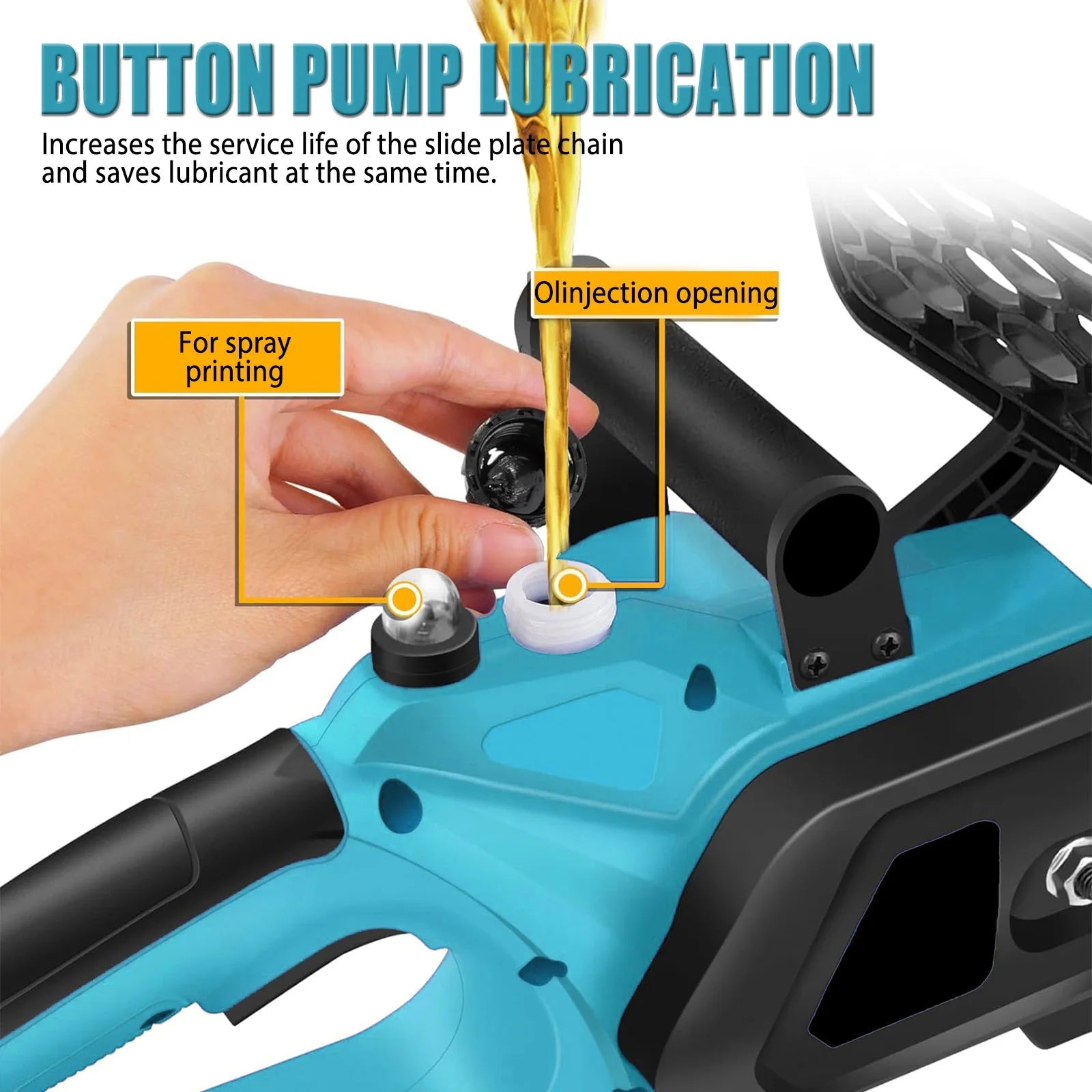 2x Battery 12'' Electric Cordless Chainsaw Power Wood Cutter Saw For Makita 18V with oil system 