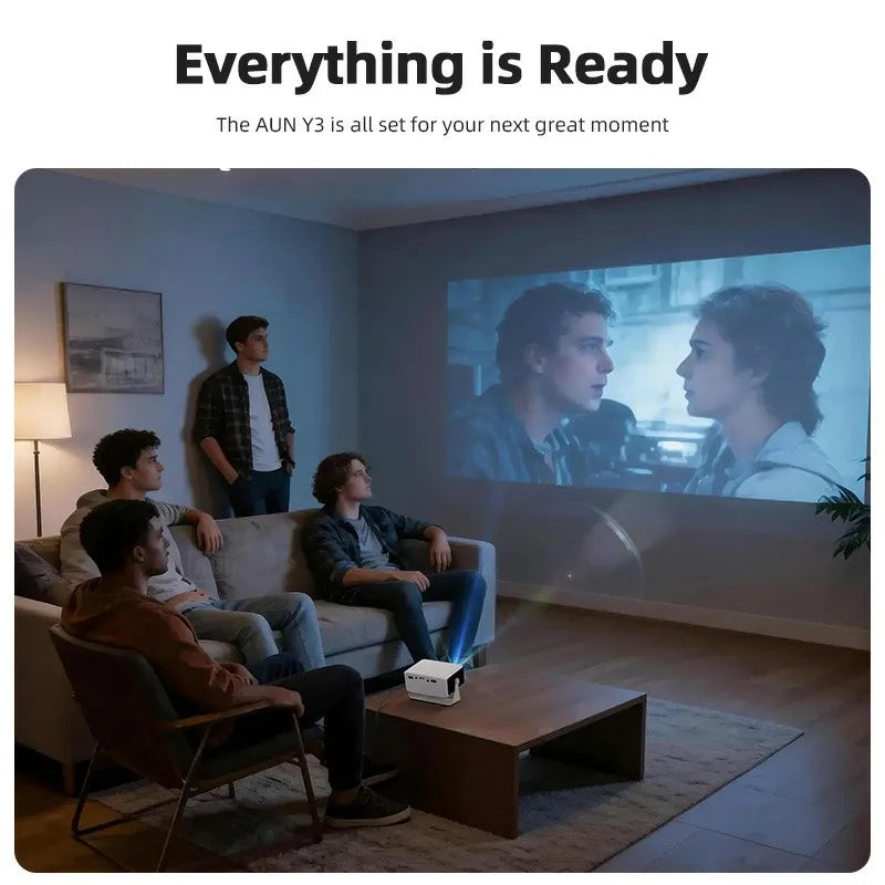 AUN Y3 Projector Portable Home Theater MINI Projector Video 3D Smart TV Cinema IPhone Cable Mirror For Full HD 4K Video Via HDMI
