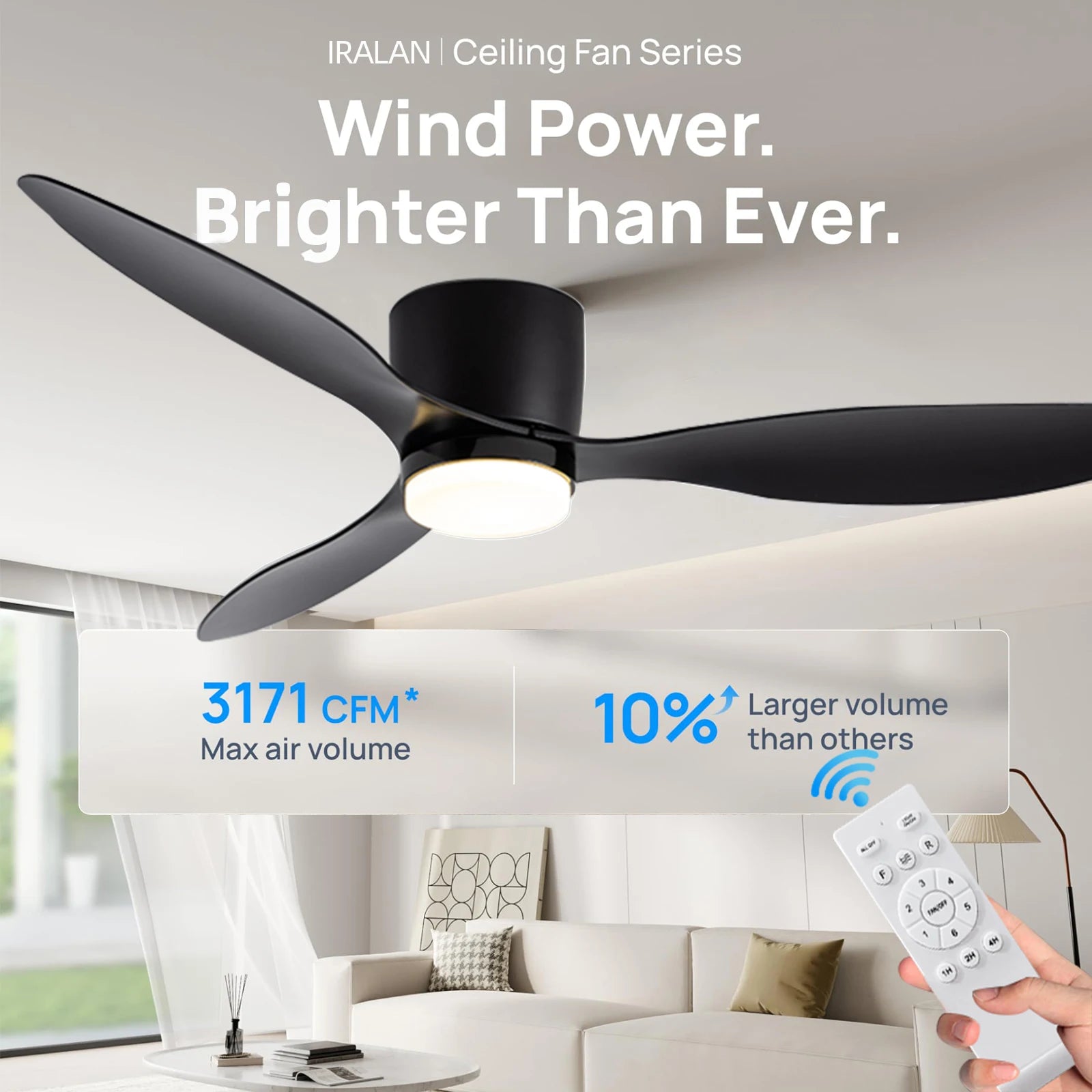 Ceiling Fan with Light and High-Airflow LED for Modern Living Spaces